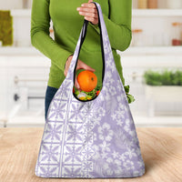 Pastel Purple Kahili Quilt Hawaii Grocery Bag Tropical Flower Seamless Half Style