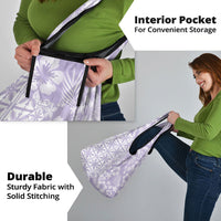 Pastel Purple Kahili Quilt Hawaii Grocery Bag Tropical Flower Seamless Half Style