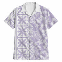 Pastel Purple Kahili Quilt Hawaii Hawaiian Shirt Tropical Flower Seamless Half Style LT14 Purple - Polynesian Pride