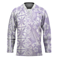 Pastel Purple Kahili Quilt Hawaii Hockey Jersey Tropical Flower Seamless Half Style