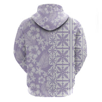Pastel Purple Kahili Quilt Hawaii Hoodie Tropical Flower Seamless Half Style