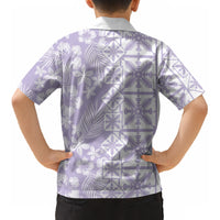 Pastel Purple Kahili Quilt Hawaii Kid Hawaiian Shirt Tropical Flower Seamless Half Style LT14 - Polynesian Pride
