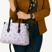 Pastel Purple Kahili Quilt Hawaii Leather Bag Tropical Flower Seamless Half Style