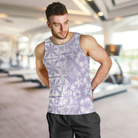 Pastel Purple Kahili Quilt Hawaii Men Tank Top Tropical Flower Seamless Half Style