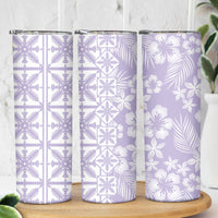 Pastel Purple Kahili Quilt Hawaii Skinny Tumbler Tropical Flower Seamless Half Style