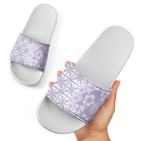 Pastel Purple Kahili Quilt Hawaii Slide Sandals Tropical Flower Seamless Half Style