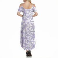 Pastel Purple Kahili Quilt Hawaii Summer Maxi Dress Tropical Flower Seamless Half Style LT14 - Polynesian Pride
