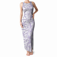 Pastel Purple Kahili Quilt Hawaii Tank Maxi Dress Tropical Flower Seamless Half Style LT14 Women Purple - Polynesian Pride