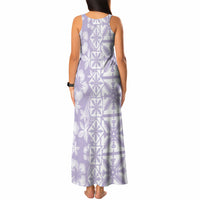 Pastel Purple Kahili Quilt Hawaii Tank Maxi Dress Tropical Flower Seamless Half Style LT14 - Polynesian Pride