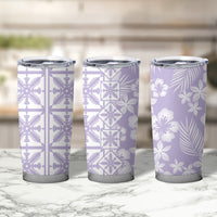 Pastel Purple Kahili Quilt Hawaii Tumbler Cup Tropical Flower Seamless Half Style