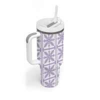 Pastel Purple Kahili Quilt Hawaii Tumbler With Handle Tropical Flower Seamless Half Style