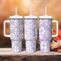 Pastel Purple Kahili Quilt Hawaii Tumbler With Handle Tropical Flower Seamless Half Style