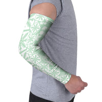 Pastel Green Kahili Quilt Hawaii Arm Sleeves Tropical Flower Seamless Half Style