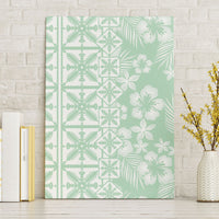 Pastel Green Kahili Quilt Hawaii Canvas Wall Art Tropical Flower Seamless Half Style