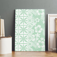 Pastel Green Kahili Quilt Hawaii Canvas Wall Art Tropical Flower Seamless Half Style