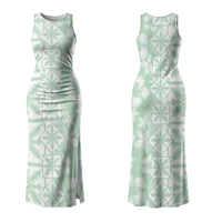 Pastel Green Kahili Quilt Hawaii Couples Matching Tank Maxi Dress and Hawaiian Shirt Tropical Flower Seamless Half Style LT14 - Polynesian Pride
