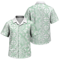 Pastel Green Kahili Quilt Hawaii Family Matching Mermaid Dress and Hawaiian Shirt Tropical Flower Seamless Half Style LT14 Son's Shirt Green - Polynesian Pride