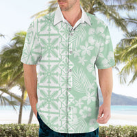 Pastel Green Kahili Quilt Hawaii Hawaiian Shirt Tropical Flower Seamless Half Style
