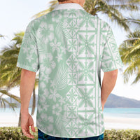 Pastel Green Kahili Quilt Hawaii Hawaiian Shirt Tropical Flower Seamless Half Style LT14 - Polynesian Pride