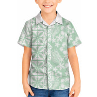 Pastel Green Kahili Quilt Hawaii Hawaiian Shirt Tropical Flower Seamless Half Style LT14 - Polynesian Pride