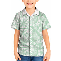 Pastel Green Kahili Quilt Hawaii Kid Hawaiian Shirt Tropical Flower Seamless Half Style LT14 Kid Green - Polynesian Pride
