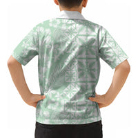 Pastel Green Kahili Quilt Hawaii Kid Hawaiian Shirt Tropical Flower Seamless Half Style LT14 - Polynesian Pride
