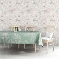 Pastel Green Kahili Quilt Hawaii Tablecloth Tropical Flower Seamless Half Style