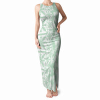 Pastel Green Kahili Quilt Hawaii Tank Maxi Dress Tropical Flower Seamless Half Style LT14 Women Green - Polynesian Pride