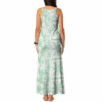 Pastel Green Kahili Quilt Hawaii Tank Maxi Dress Tropical Flower Seamless Half Style LT14 - Polynesian Pride