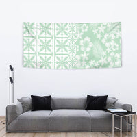 Pastel Green Kahili Quilt Hawaii Tapestry Tropical Flower Seamless Half Style
