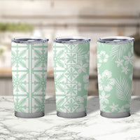 Pastel Green Kahili Quilt Hawaii Tumbler Cup Tropical Flower Seamless Half Style