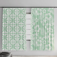 Pastel Green Kahili Quilt Hawaii Window Curtain Tropical Flower Seamless Half Style