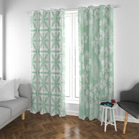 Pastel Green Kahili Quilt Hawaii Window Curtain Tropical Flower Seamless Half Style