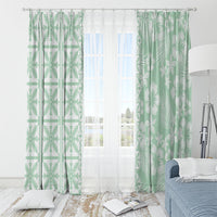 Pastel Green Kahili Quilt Hawaii Window Curtain Tropical Flower Seamless Half Style
