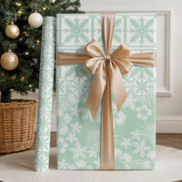 Pastel Green Kahili Quilt Hawaii Wrapping Paper Tropical Flower Seamless Half Style