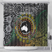 Personalised Australia And Vanuatu Shower Curtain Aboriginal Lizard Polynesia Ni-Van Pig Tusk
