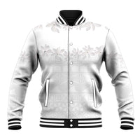 Tokelau White Sunday Baseball Jacket Polynesian Pattern Gardenia Thunbergia LT14 Unisex White - Polynesian Pride