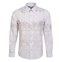 Tokelau White Sunday Family Matching Off The Shoulder Long Sleeve Dress and Hawaiian Shirt Polynesian Pattern Gardenia Thunbergia