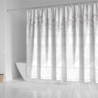 Tokelau White Sunday Shower Curtain Polynesian Pattern Gardenia Thunbergia