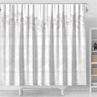 Tokelau White Sunday Shower Curtain Polynesian Pattern Gardenia Thunbergia