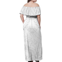 American Samoa White Sunday Family Matching Off Shoulder Maxi Dress and Hawaiian Shirt Lotu Tamaiti Plumeria With Samoan Pattern