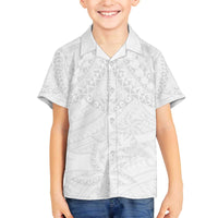 American Samoa White Sunday Family Matching Puletasi and Hawaiian Shirt Lotu Tamaiti Plumeria With Samoan Pattern