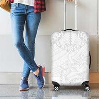 American Samoa White Sunday Luggage Cover Lotu Tamaiti Plumeria With Samoan Pattern