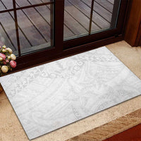 American Samoa White Sunday Rubber Doormat Lotu Tamaiti Plumeria With Samoan Pattern