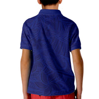 Blue Polynesia Kid Polo Shirt Polynesian Pattern Mix Plumeria