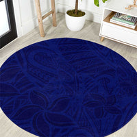 Blue Polynesia Round Carpet Polynesian Pattern Mix Plumeria LT14 Blue - Polynesian Pride