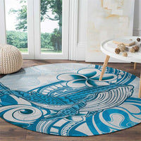 Blue Hawaii Humpback Whale Round Carpet Polynesian Tribal Ocean Vibes LT14 - Polynesian Pride