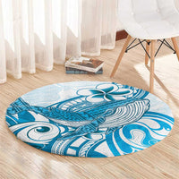 Blue Hawaii Humpback Whale Round Carpet Polynesian Tribal Ocean Vibes LT14 - Polynesian Pride