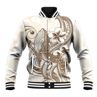 Brown Hawaii Humpback Whale Baseball Jacket Polynesian Tribal Ocean Vibes