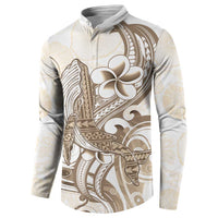 Brown Hawaii Humpback Whale Button Sweatshirt Polynesian Tribal Ocean Vibes